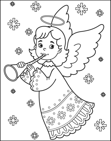 Christmas Angel Free Printable Coloring Page