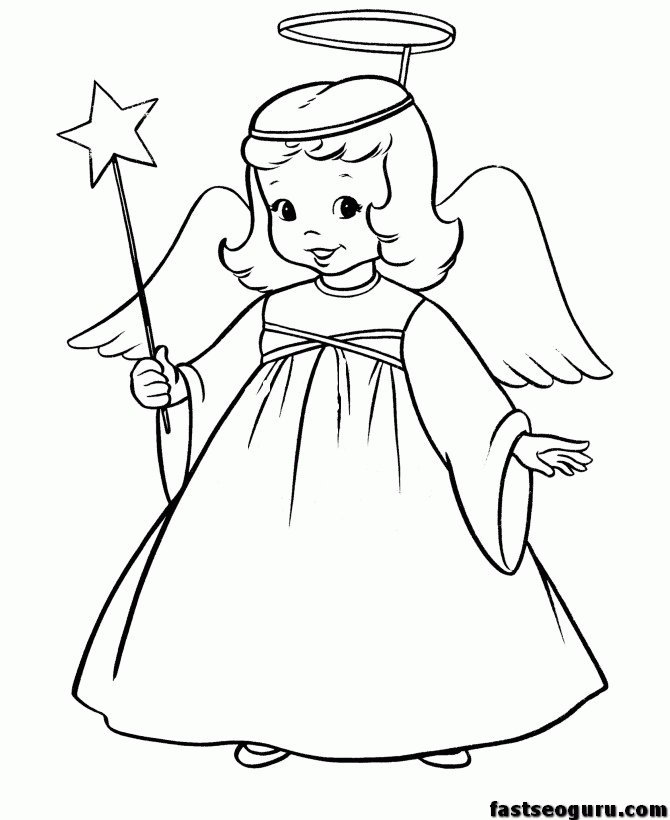 Christmas Angel Picture Coloring Page