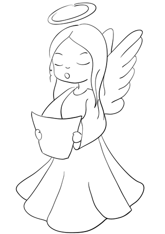 Christmas Angel Singing Image For Kids Coloring Page