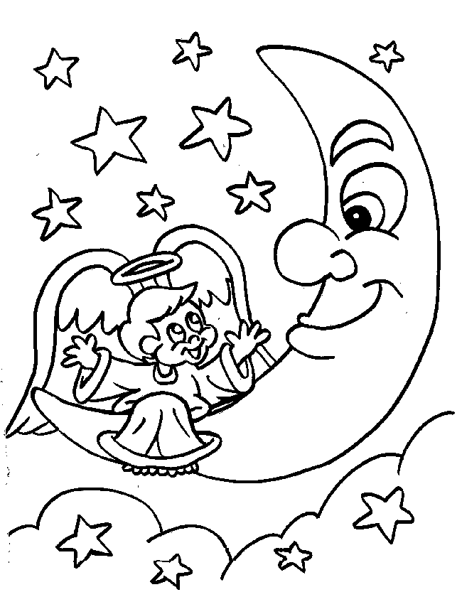 Christmas Angel Sweet Image Coloring Page