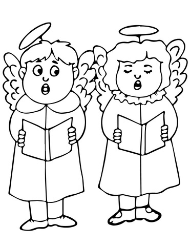 Christmas Angels For Children Coloring Page