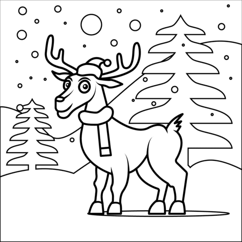 Christmas Animals Cute Coloring Page
