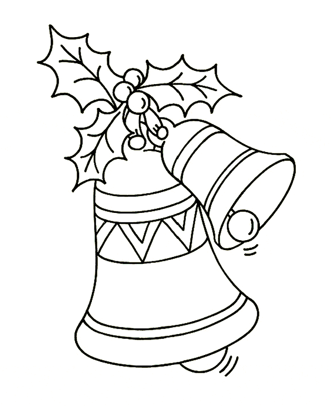 Christmas Bells And Holly Image For Kids Coloring Page
