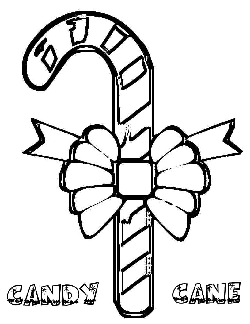 Christmas Candy Cane For Children Coloring Page