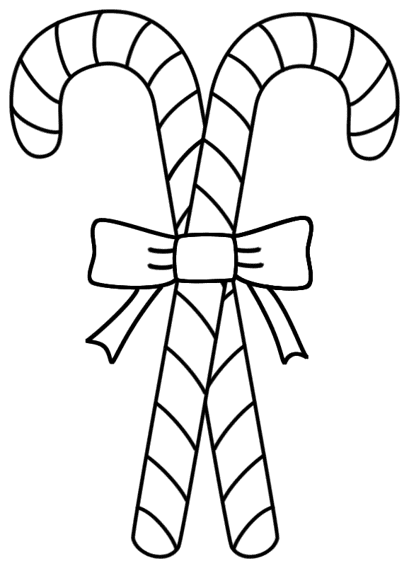 Christmas Candy Cane For Kids Coloring Page