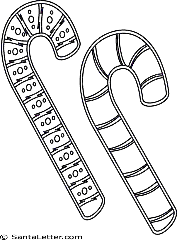 Christmas Candy Cane Picture Coloring Page