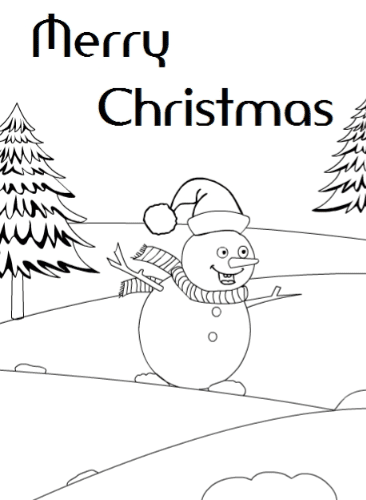 Christmas Card Cute Picture Coloring Page