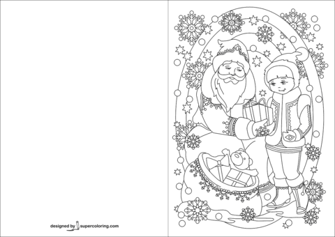 Christmas Card Cute With Stocking Coloring Page