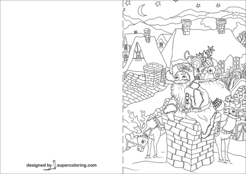 Christmas Card Lovely Image For Kids Coloring Page