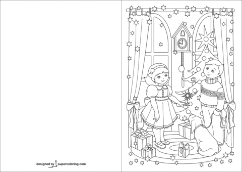 Christmas Card Lovely Coloring Page