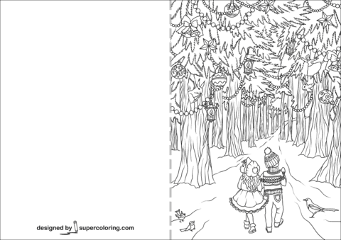 Christmas Card Sweet Image For Children Coloring Page