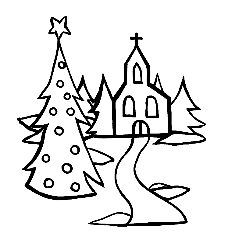 Christmas Church Drawing