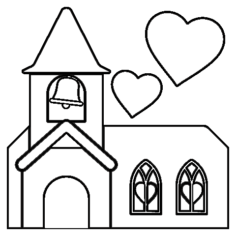 Christmas Church For Children Image Coloring Page