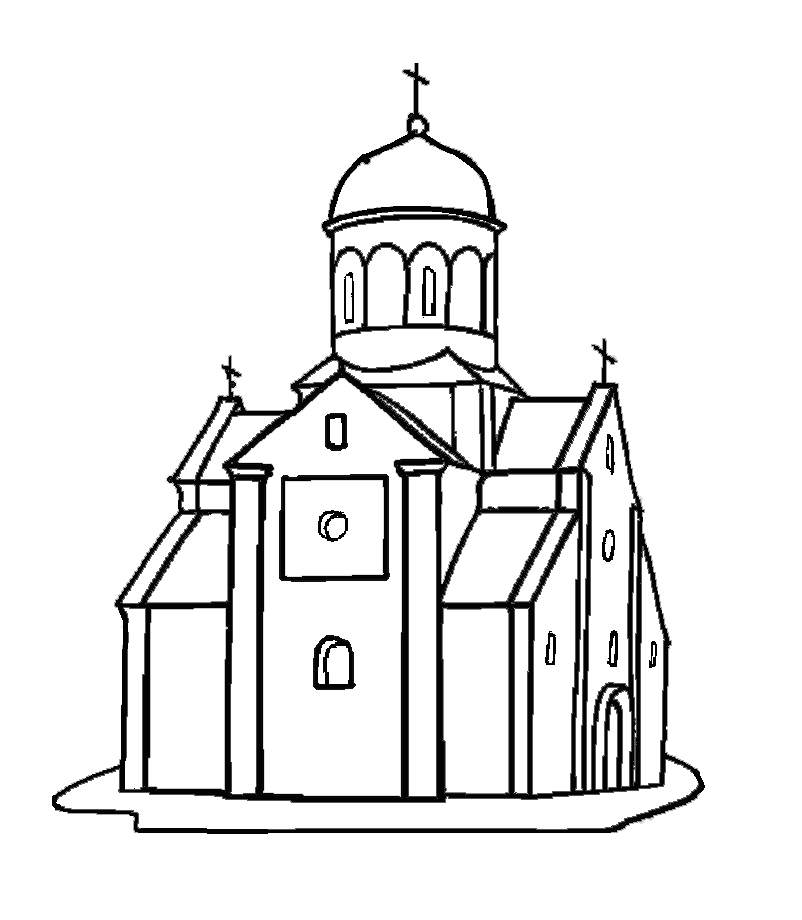 Christmas Church For Kids Coloring Page