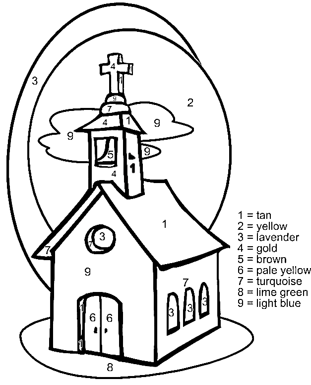 Christmas Church Picture For Children Coloring Page