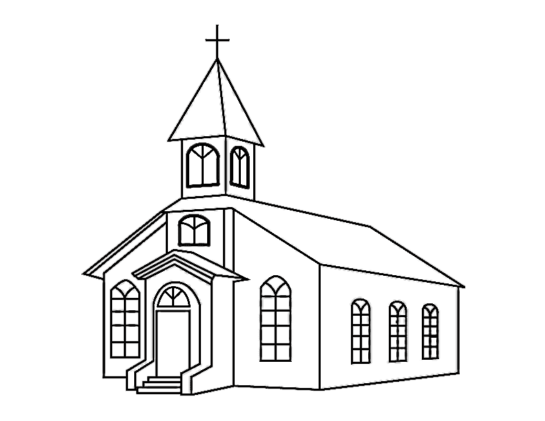 Christmas Church Picture Coloring Page