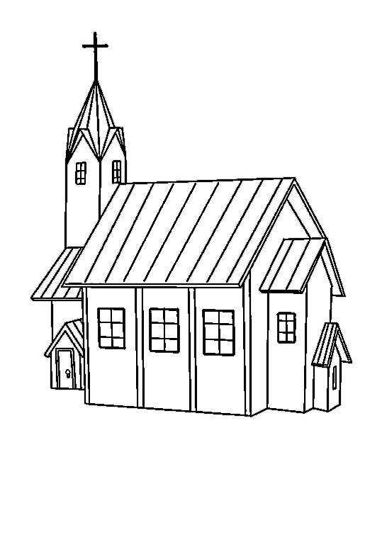 Christmas Church Printable For Children Coloring Page