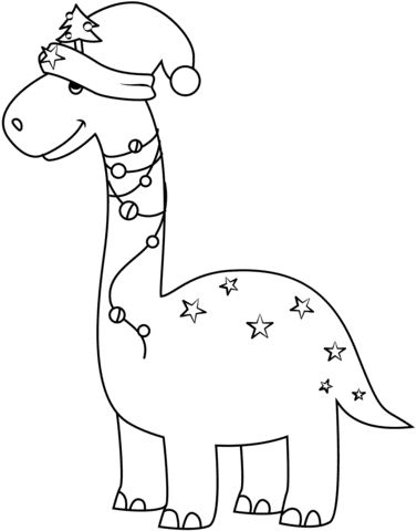 Christmas Dinosaur For Kids Coloring Page