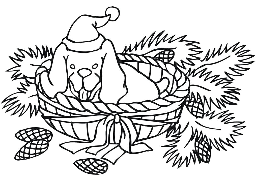 Christmas Dog Image For Children Coloring Page