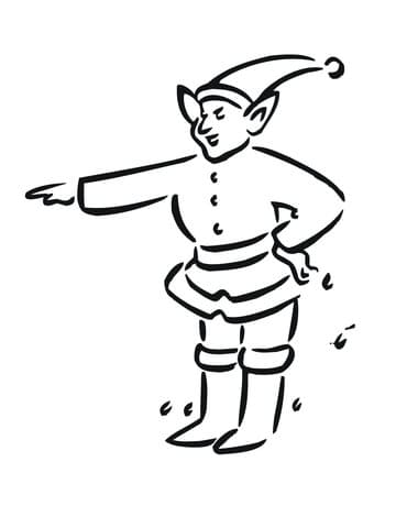Christmas Elf Cute Coloring Page