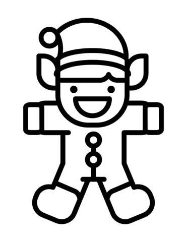 Christmas Elf Doll Image For Kids Coloring Page