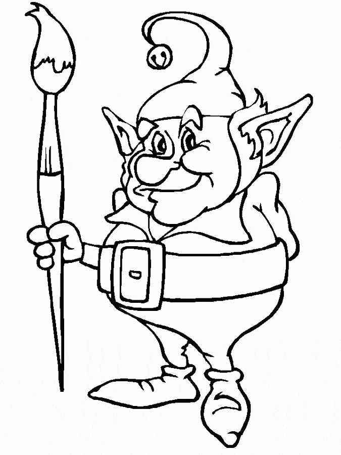 Christmas Elf Image For Kids Coloring Page