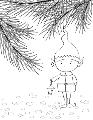 Christmas Elf Image Coloring Page