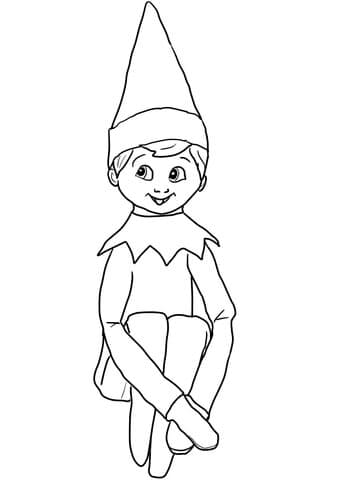 Christmas Elf On Shelf Image For Kids Coloring Page