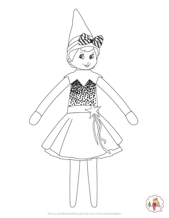 Christmas Elf On Shelf Picture For Kids Coloring Page