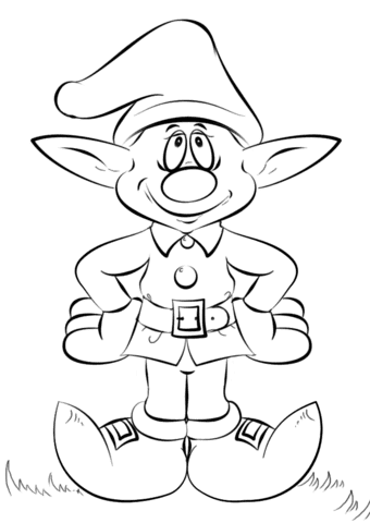 Christmas Elf Picture For Kids Coloring Page