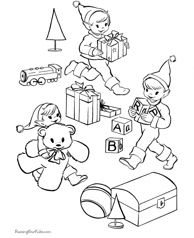 Christmas Elf Sweet Picture Coloring Page