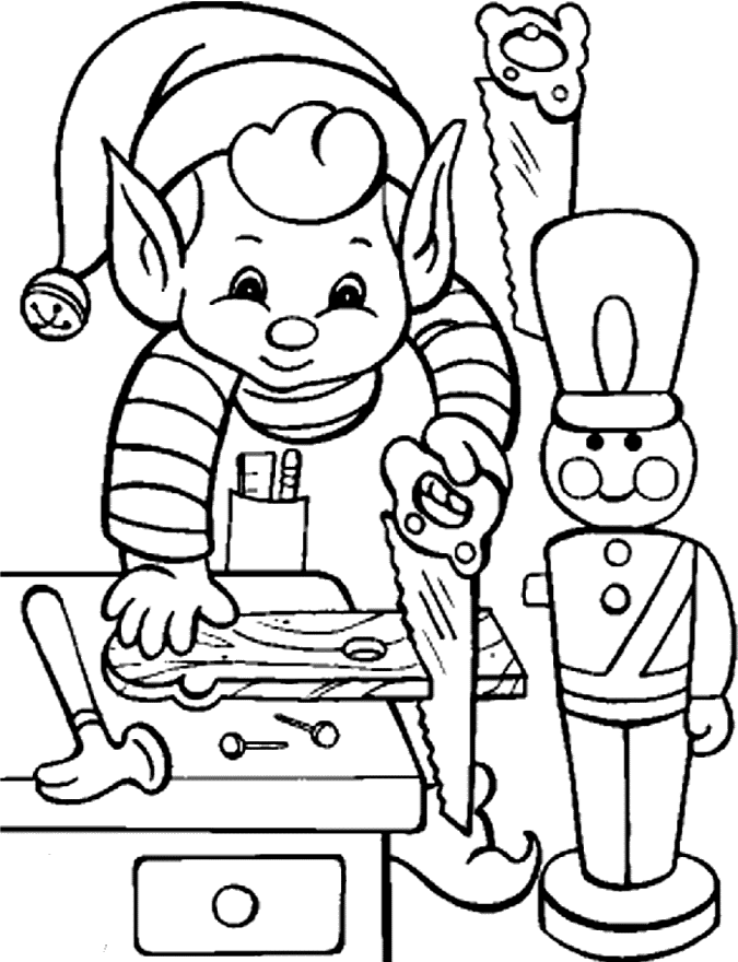 Christmas Elves For Kids Coloring Page