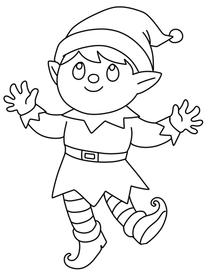 Christmas Elves Image Coloring Page