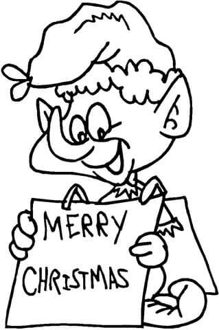 Christmas Elves Image For Kids Coloring Page
