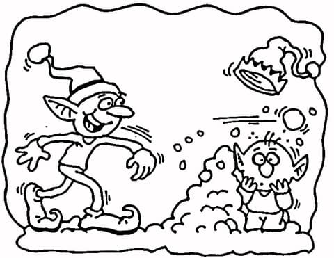 Christmas Elves Picture Coloring Page