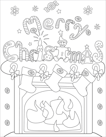 Christmas Fireplace Decorations Image For Kids Coloring Page