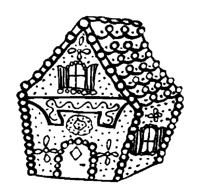 Christmas Gingerbread House Pretty Coloring Page