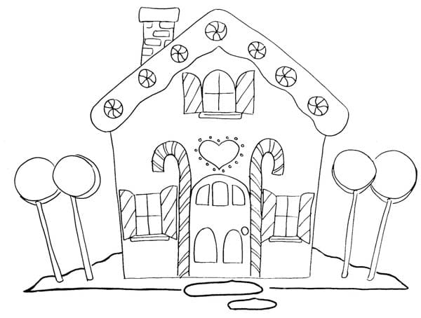 Christmas Gingerbread House Printable For Children Coloring Page