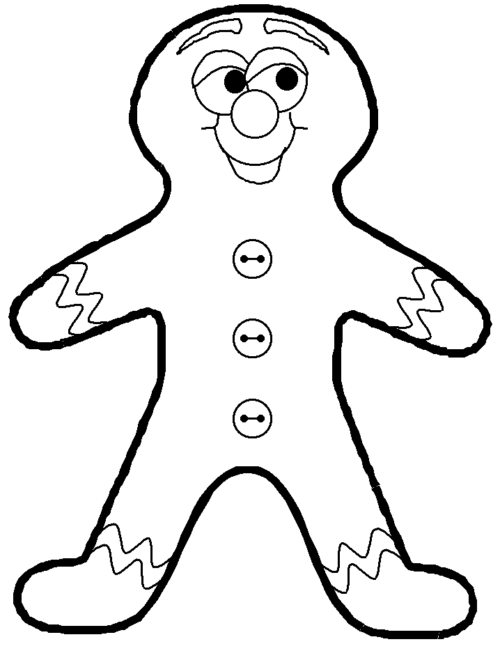 Christmas Gingerbread Man Cute Coloring Page