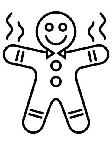 Christmas Gingerbread Man Picture Coloring Page