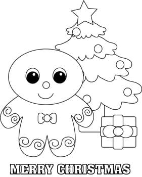 Christmas Gingerbread Man Pretty Image Coloring Page