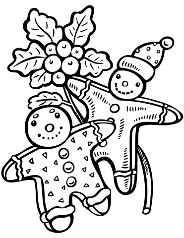 Christmas Gingerbreads Lovely Coloring Page