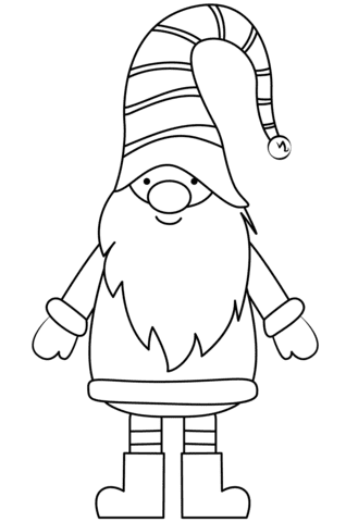 Christmas Gnome For Children Coloring Page