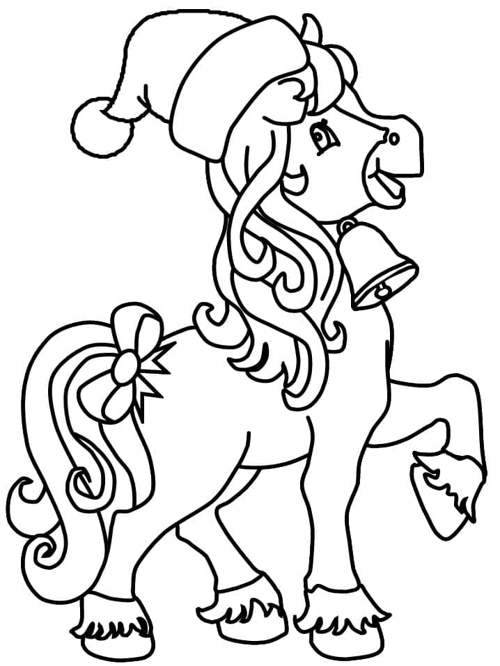 Christmas Horse Image For Children Coloring Page