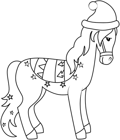 Christmas Horse Coloring Page