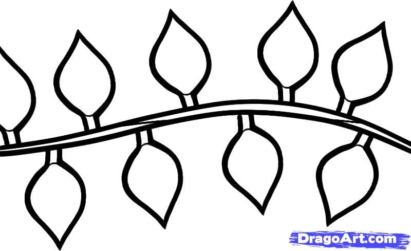 Christmas Light String Drawing Image For Kids Coloring Page