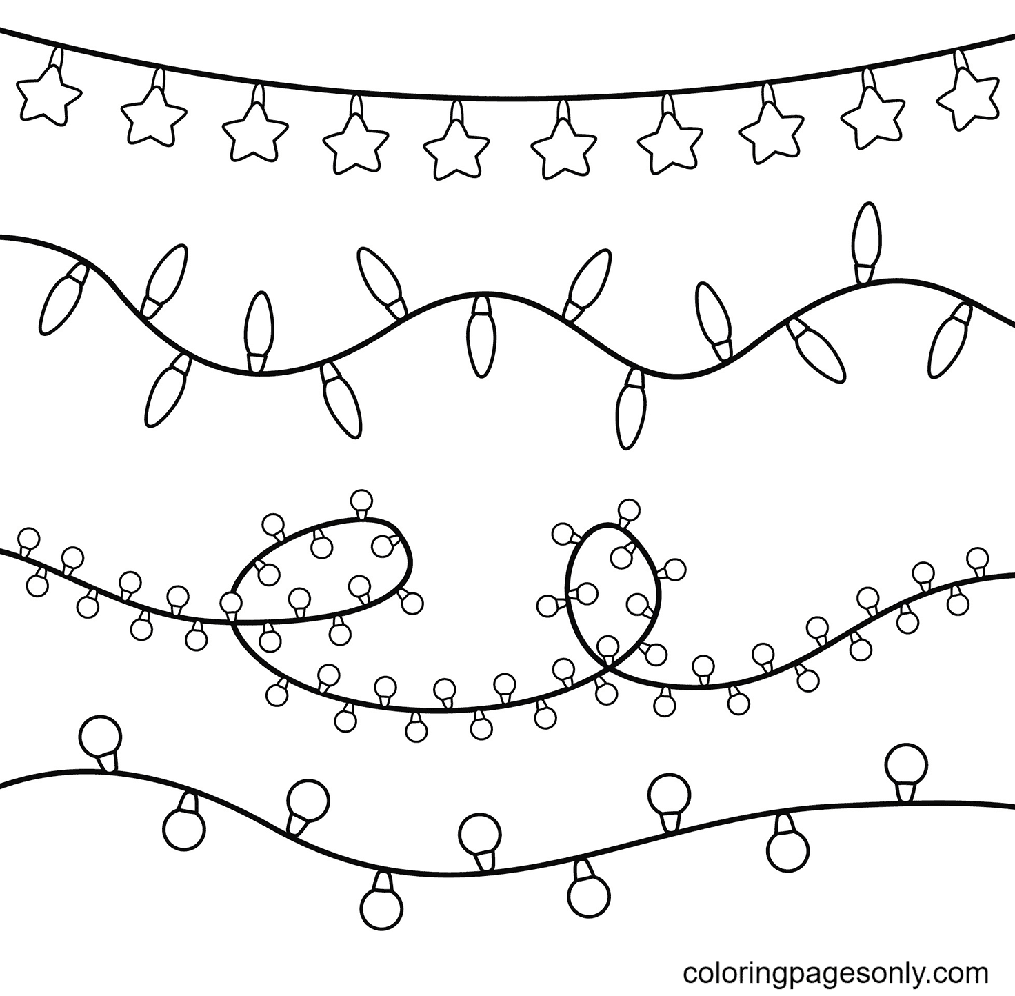 Christmas Lights Great Image Coloring Page