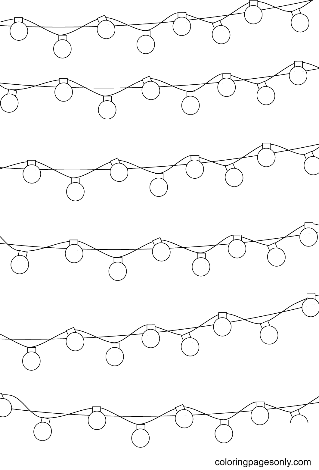 Christmas Lights Sweet For Kids Coloring Page