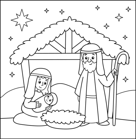 Christmas Nativity Image For Kids Coloring Page