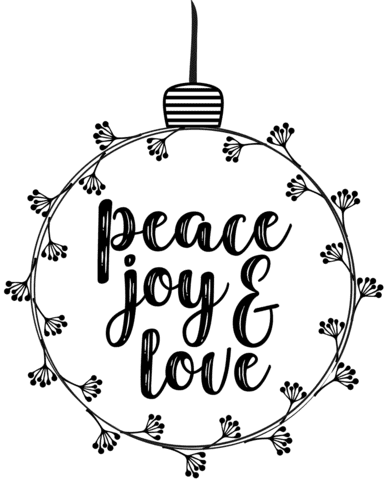 Christmas Ornament Peace Joy & Love Coloring Page
